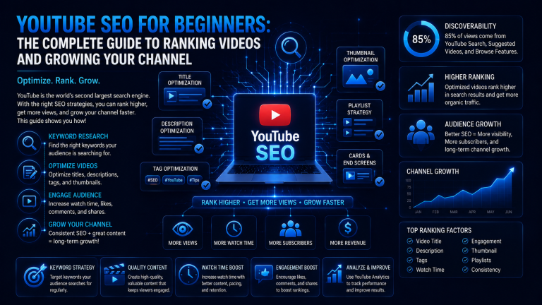 YouTube SEO for Beginners: The Complete Guide to Ranking Videos and Growing Your Channel